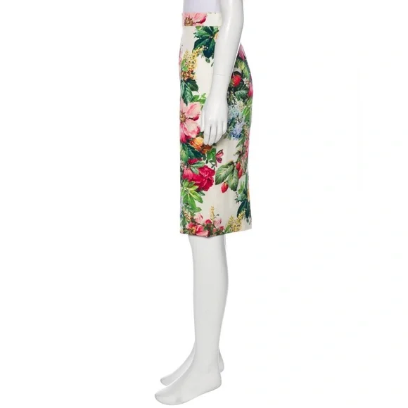 DOLCE & GABBANA Floral Print Knee-Length Pencil Skirt - Sz US 0 / IT 36 - Picture 2 of 11